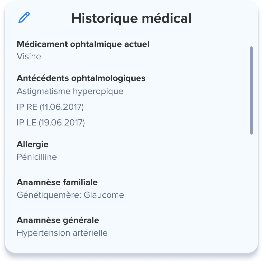 Liris app - historique médical